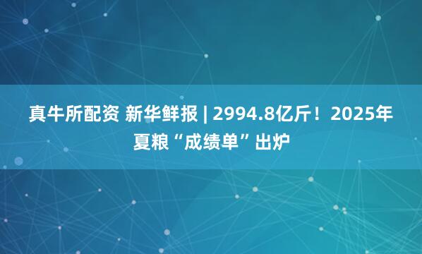 真牛所配资 新华鲜报 | 2994.8亿斤！2025年夏粮“成绩单”出炉